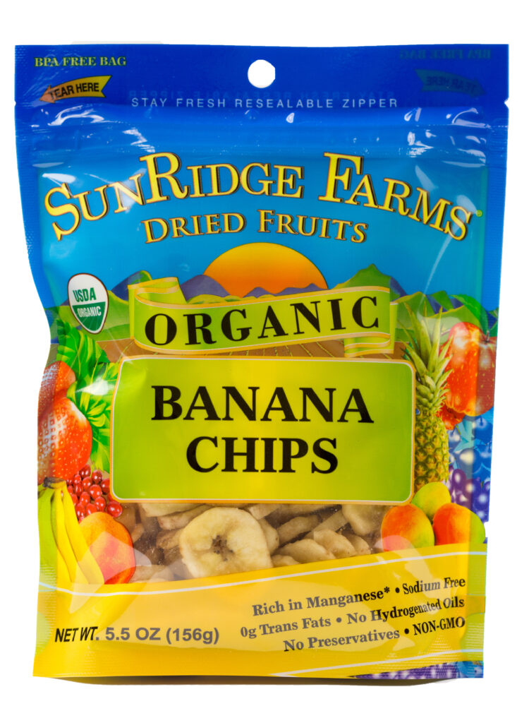 Organic Banana Chips, Crunchy, Non GMO verified SunRidge Farms