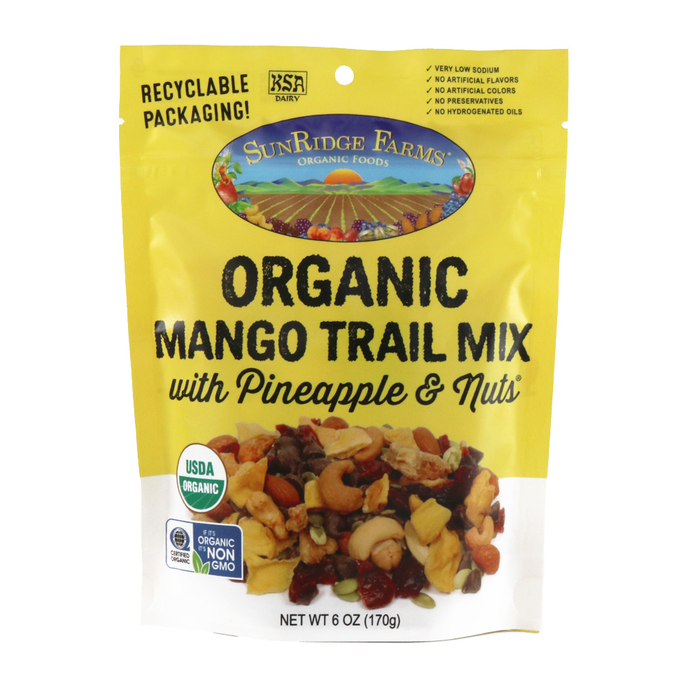 Organic Mango Trail Mix, Pineapple & Nuts - Individual, 6 oz. Bag